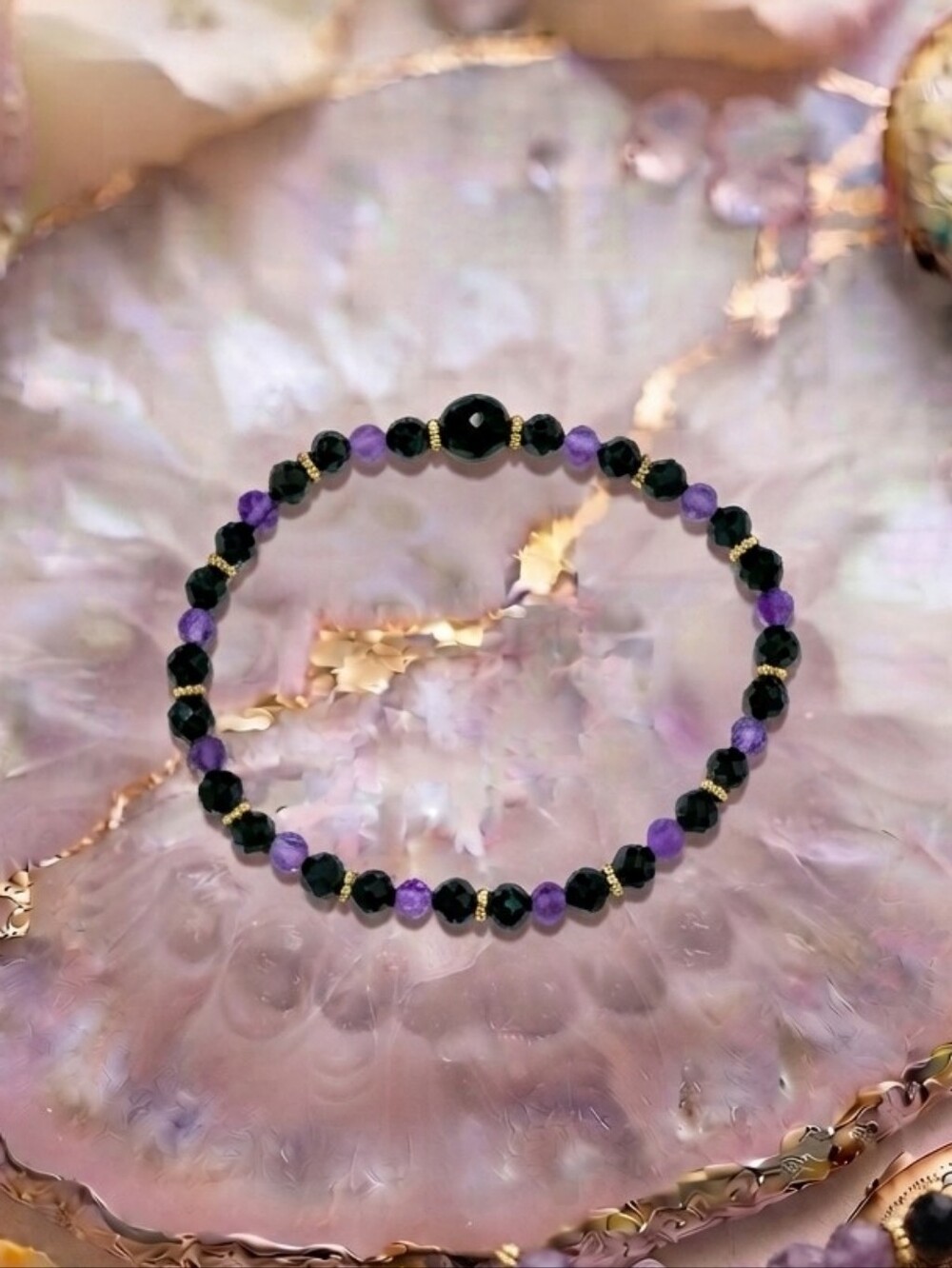 Black Spinel/Amethyst/Onyx Bracelet